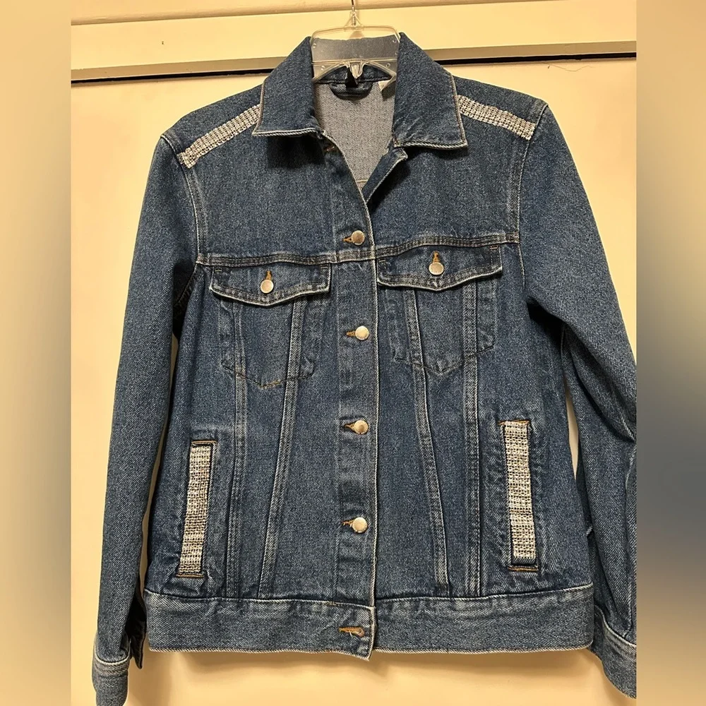 Divided H&M Upcycled Denim Jacket with Added Embellishments